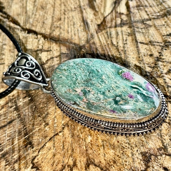 Oval Ruby Fuchsite Pendant 2” - Picture 3 of 6